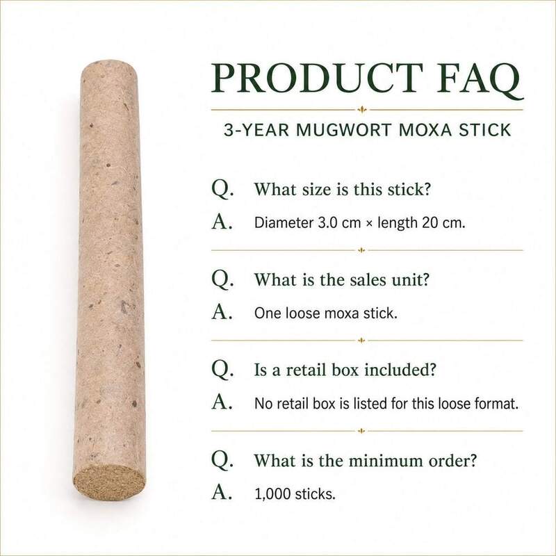 3 cm Mugwort Moxa Stick, 20 cm Long, Three-Year Aged Loose Format