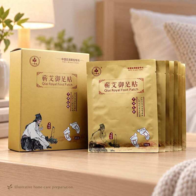 Qiai Mugwort Foot Patches in an 8-Piece Box for Wholesale Supply