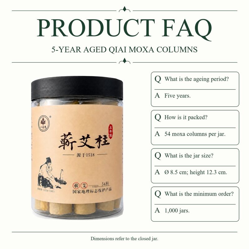 5-Year Aged Qiai Moxa Columns in a 54-Piece Jar for Wholesale Supply
