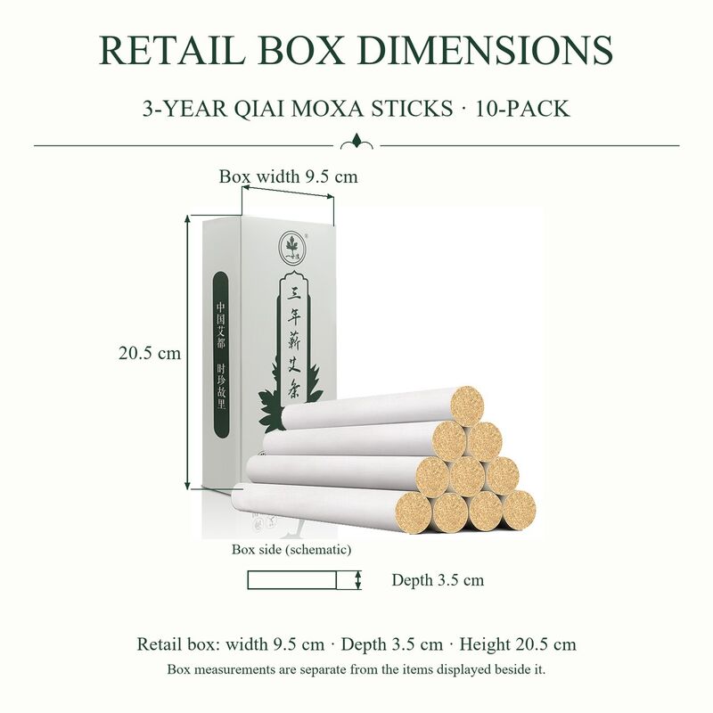 Three-Year Aged Qiai Moxa Sticks in a 10-Piece Box for Wholesale