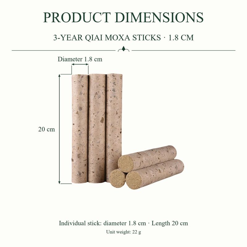 Three-Year Mugwort Moxa Stick, Nominal 1.8 x 20 cm, Single-Unit Supply