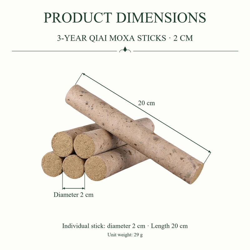 Mugwort Moxa Stick 2cm x 20cm with 29g Unit Weight for Wholesale Supply